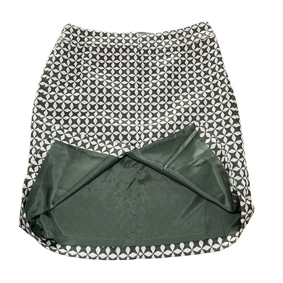 Ann Taylor Dresses & Skirts - Ann Taylor Loft Lined Pencil Skirt Wool Cotton Green Geometric Side Zip Size 8